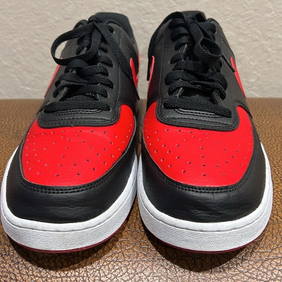 Nike Mens Rare Court Vision Sneakers Black/University Red White Basketball Shoes - Picture 4 of 8